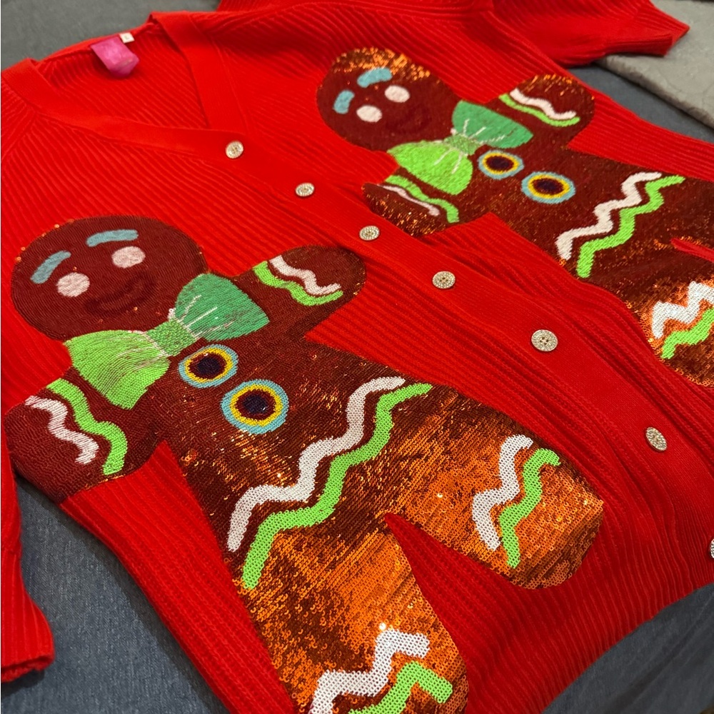 QUEEN OF SPARKLES Red Gingerbread Cardigan Dress
